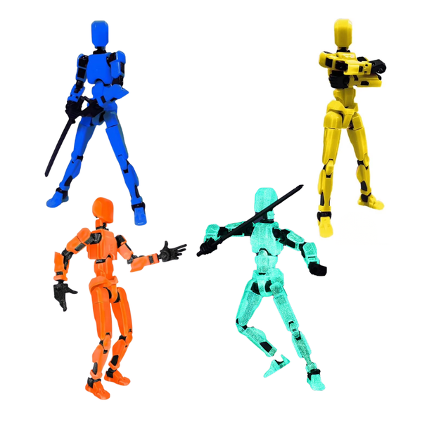 4 Piece Dummy 13 T13 Action Figure w/ Weapons and One Glow In The Dark