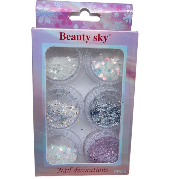 Beauty Sky 6 Design Nail Decorations Kit Nail Art Mixed Color