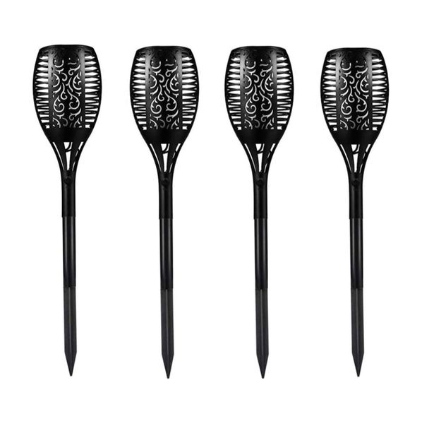 Solar Flickering Flames Torch Outdoor Garden Pathway Lights - Set of 4