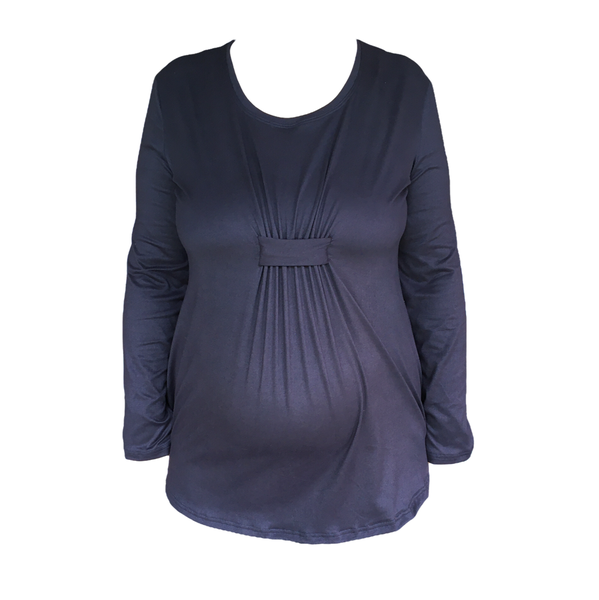 Maternity Corporate Top, Up To 6XL- Long Sleeve -Navy