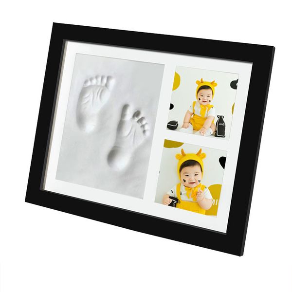 Baby Handprint &amp; Footprint Frame Clay Kit Wooden Frame &amp; Mould
