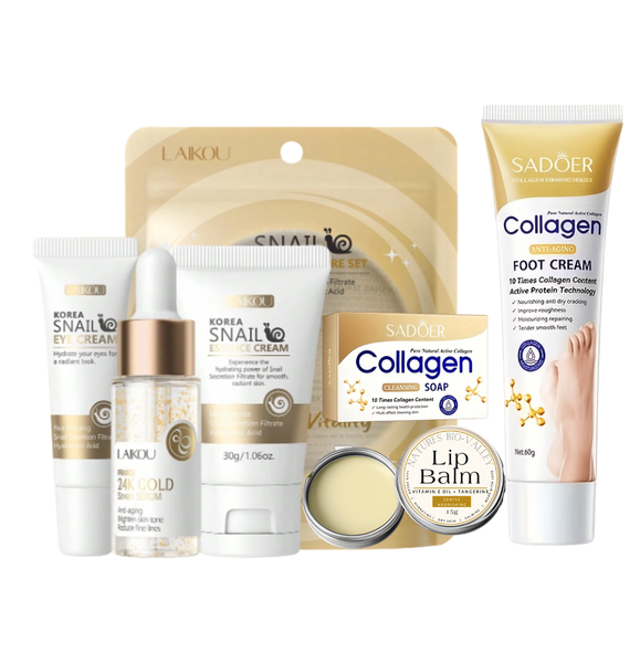 Laikou Snail Travel Kit + Collagen Foot &amp; Lip Care Set 4 Pieces