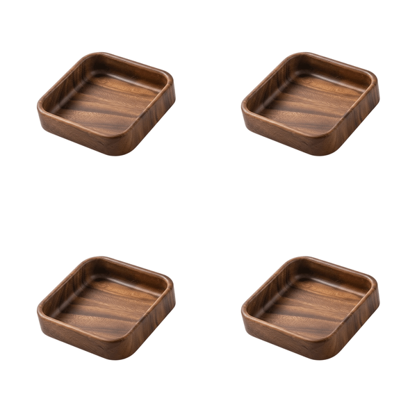 Wooden Walnut Tray 15cm - Brown - 4 Pack