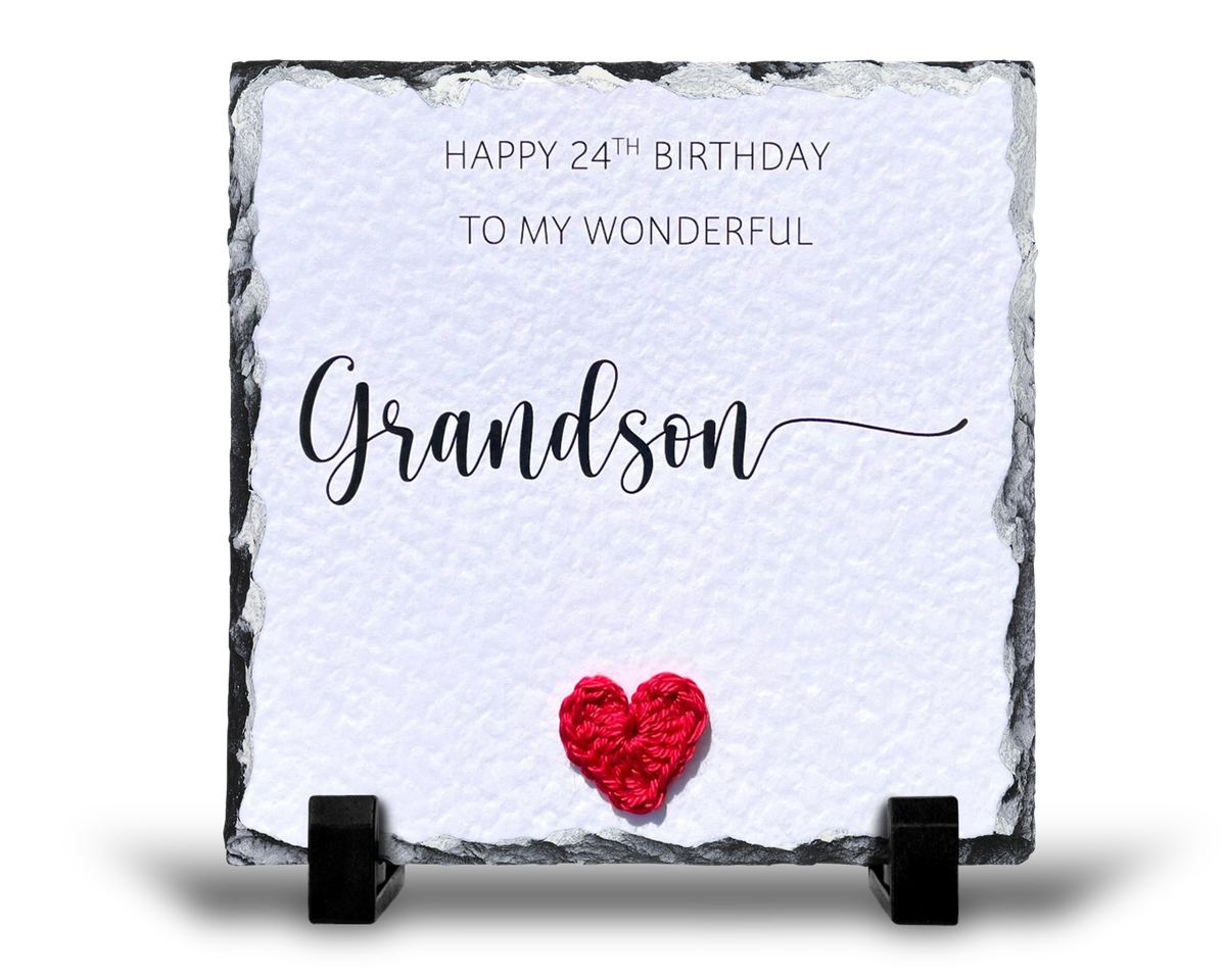 Happy 24th Birthday To Wonderful Grandson v1 Gift Rock Slate | Buy ...