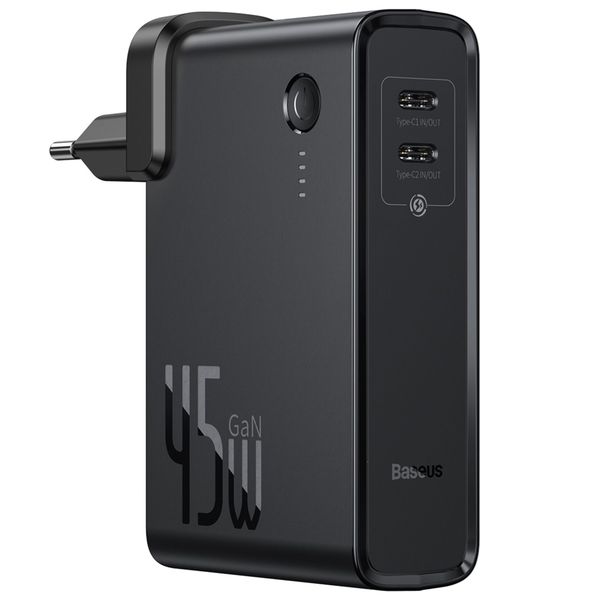 Baseus GaN 45W 2in1 Dual USB Type-C 10000mAh Power Bank &amp; Charger + Cable