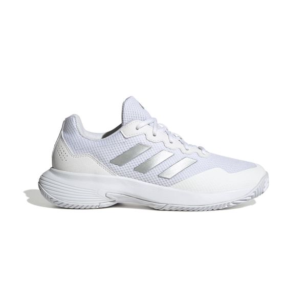 adidas Women's Gamecourt 2.0 Tennis Shoes - Cloud White/Silver Metallic