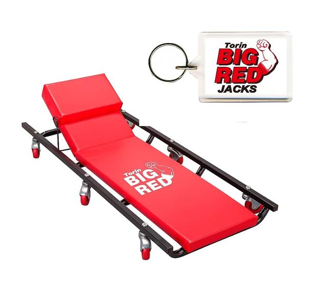 Big Red Garage Creeper with Adjustable Head Rest + Key Ring TR6452
