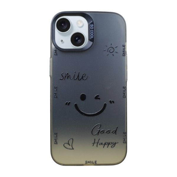 Trendy Smiley Phone Case Compatible with iPhone 15 - Silver