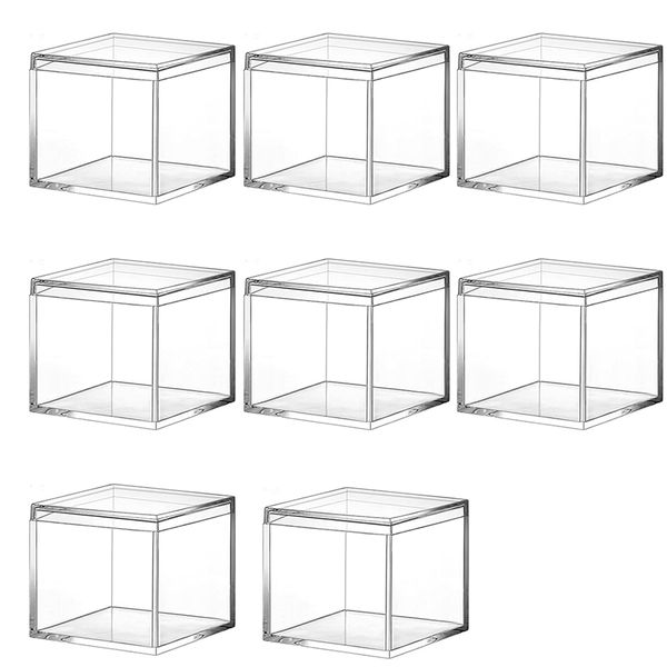 8 Pieces Of Transparent Acrylic Plastic Square Square Jewelry Box Mini Stor