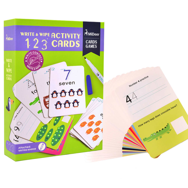 Mideer - Write &amp; Wipe Cards: 123 Numbers - Reusable Learning Cards for Kids