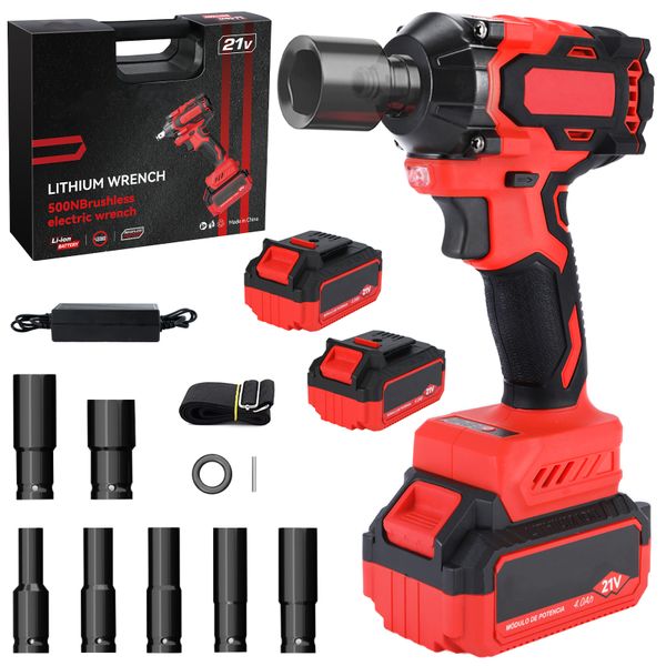 21V 500NM Brushless Cordless Impact Wrench with 4.0Ah Battery