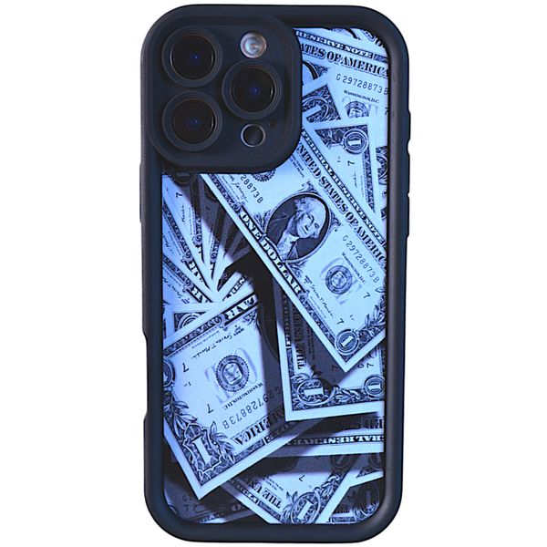 Phone Case with Bubble Edge &amp; Dollar Print Compatible with Iphone 16 Pro - Black