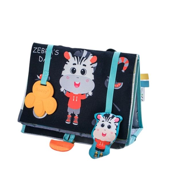 Zebra Theme Tummy Time Mirror and Crinkle Cloth Book With Teether Set