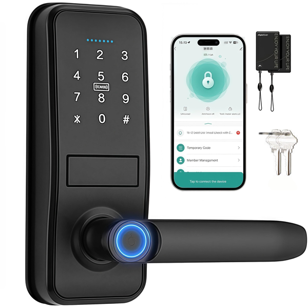 WiFi Smart Fingerprint Door Lock with Tuya App - 5-in-1 Keyless Entry