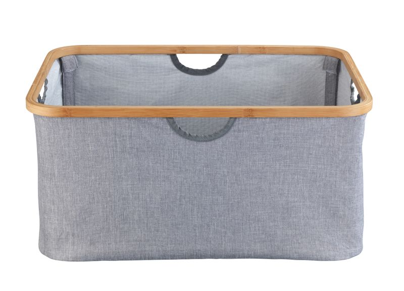 Wenko - Bahari Foldable Laundry Basket - 50L - Bamboo - Grey