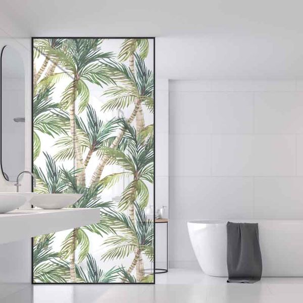 Robin Sprong Frosted Vinyl Sticker For Your Shower Glass - Palm Cocktail