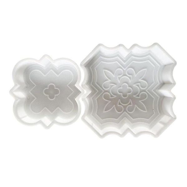 2 Piece Reusable Plastic Flower Patio Concrete Paving Cement Mold