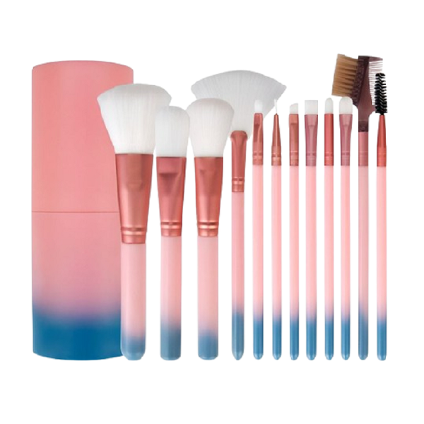 12 Pieces Makeup Brush Set with Travel Case for Face and Eyes for Beginners