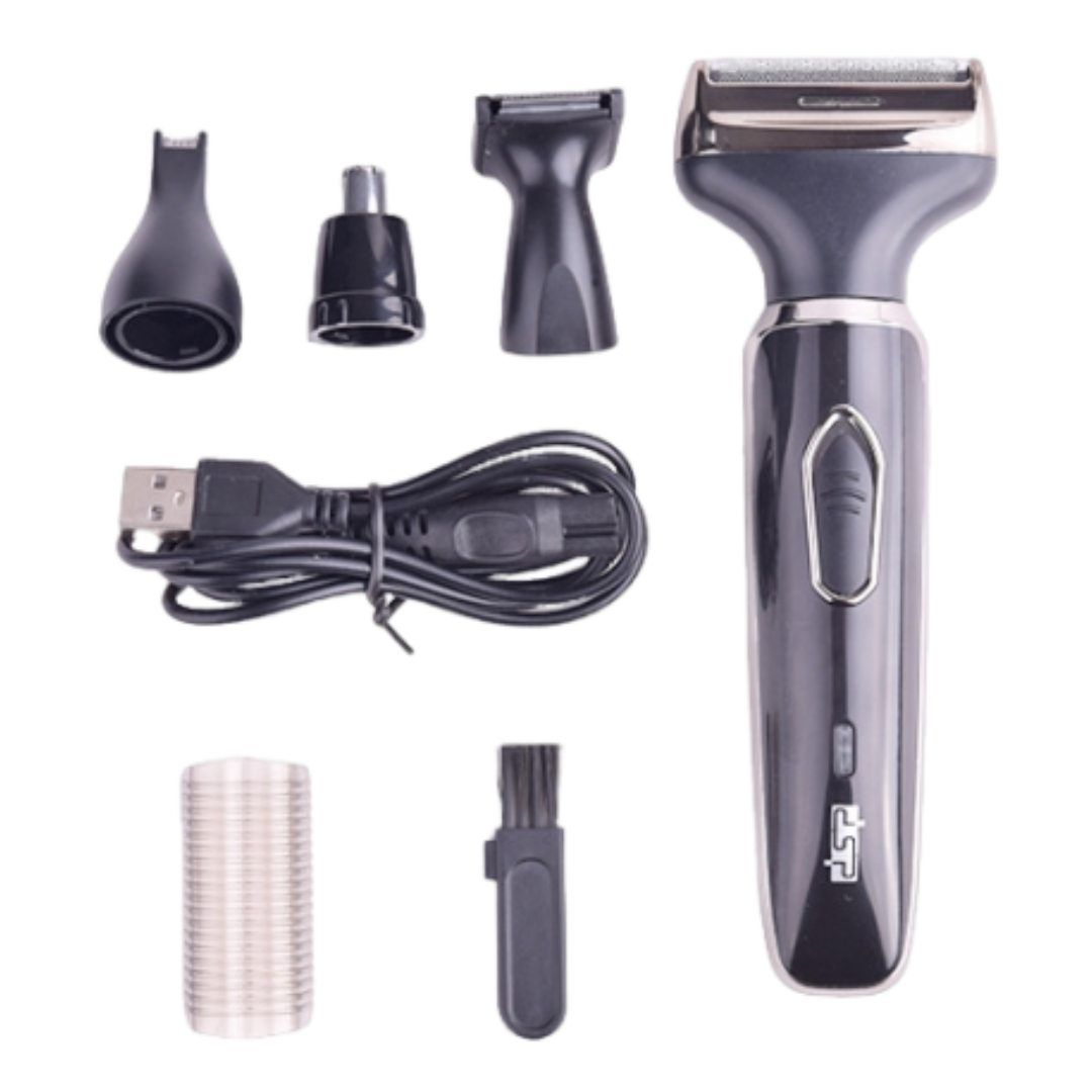 4-In-1 Shaver Body Hair Trimmer Set For Men Rechargeable Waterproof -Black