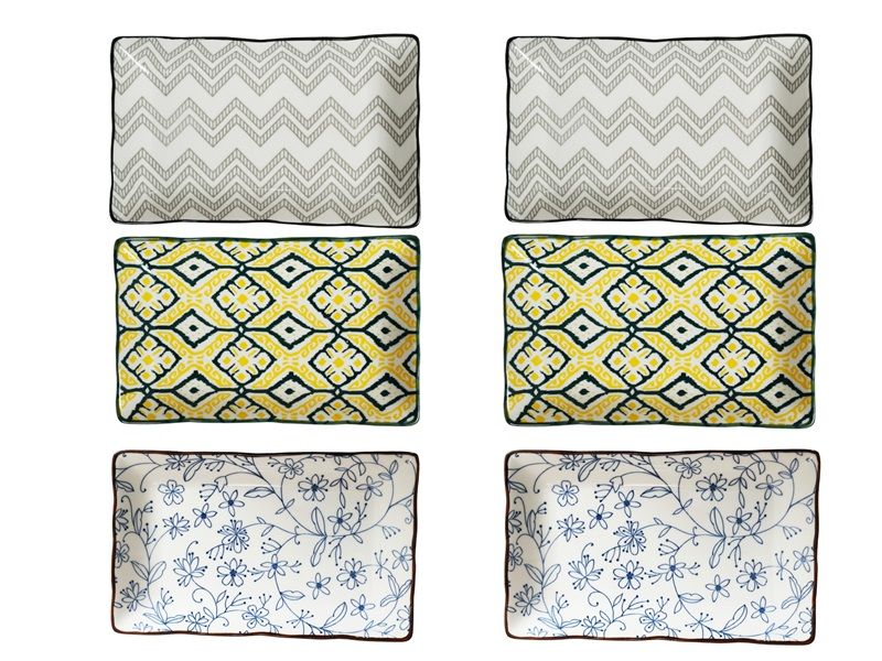 Ethnic Plate Rectangular 34 Assorted - 6 Pieces