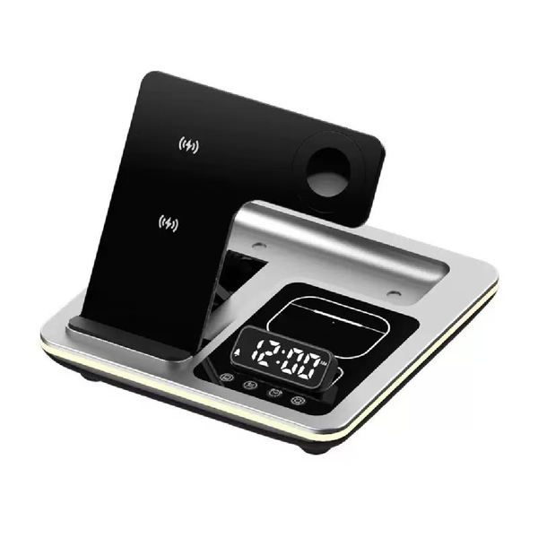 5 in 1 Wireless Charger Phone Watch Charging Station with Clock Case Safe