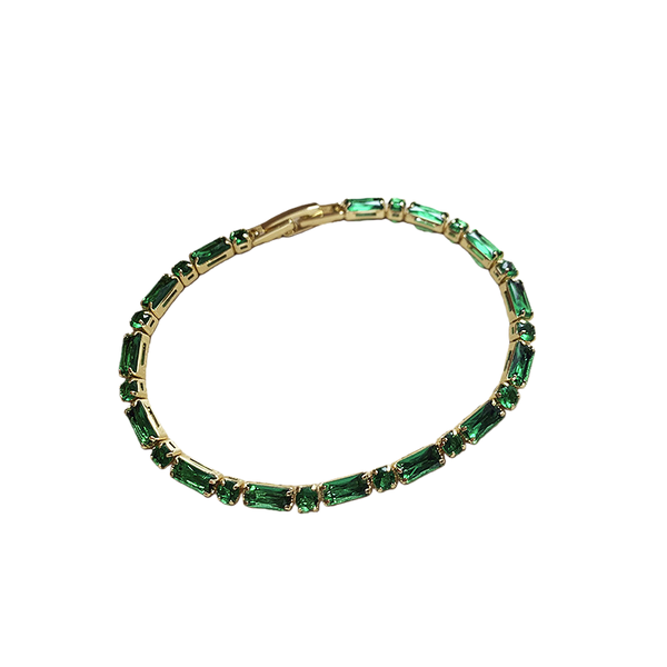 Green Baguette Crystal Tennis Bracelet