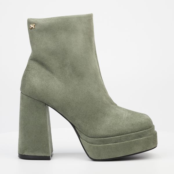 Rock &amp; Co Shock 2 Women Faux Suede High Heel Ankle Boots - Khaki