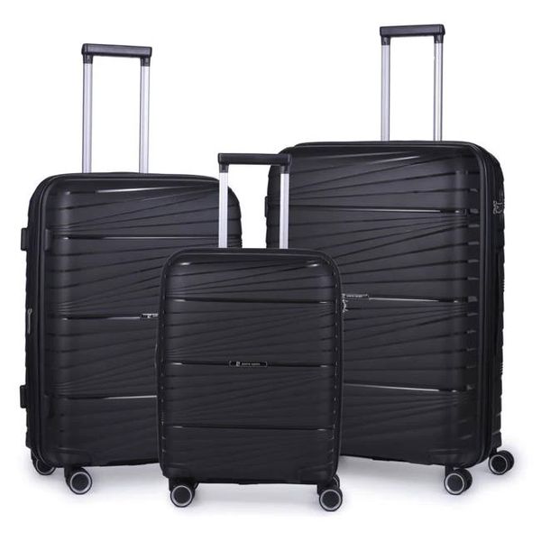 Pierre Cardin Montpellier Trolley Luggage Spinner 3 Piece Set - Black