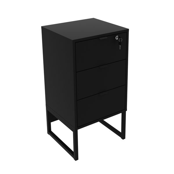 Bella Casa - 03 Drawers Cabinet W/ Wheels - Almond/Black