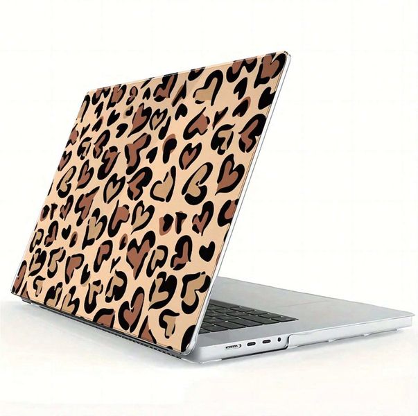 Heart Patterned Protective Case For MacBook Pro 13.3-inch - Apricot &amp; Brown