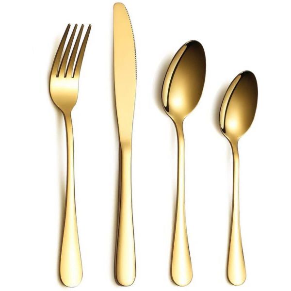 24 Piece Classic Gold Cutlery Set