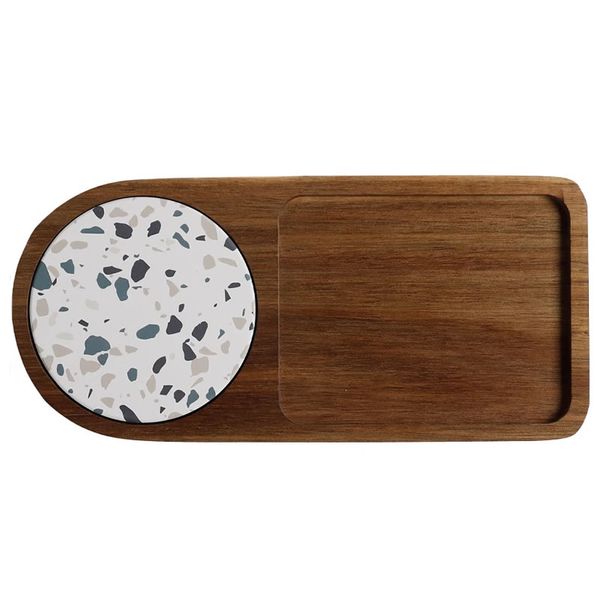 Wooden Serving Tray with Ceramic Coaster - ID-84