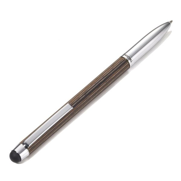 TROIKA Ballpoint Pen and Stylus 2-in-1: Maple Wood Shaft SMOOTH TOUCH WOOD
