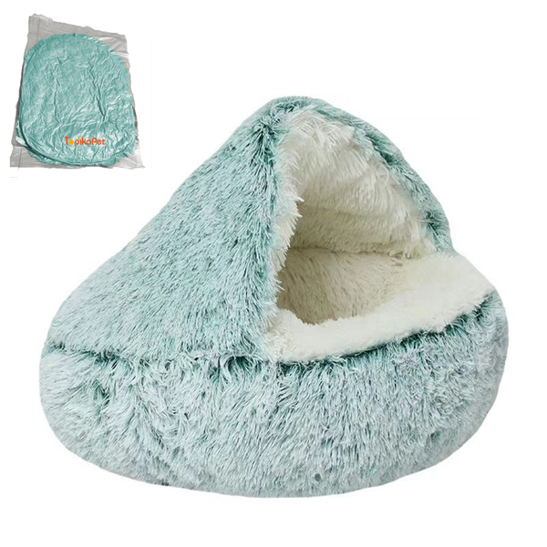TopikaPet - Hooded Cat Cave Bed with Waterproof Non-Slip Base &amp; Cozy Plush