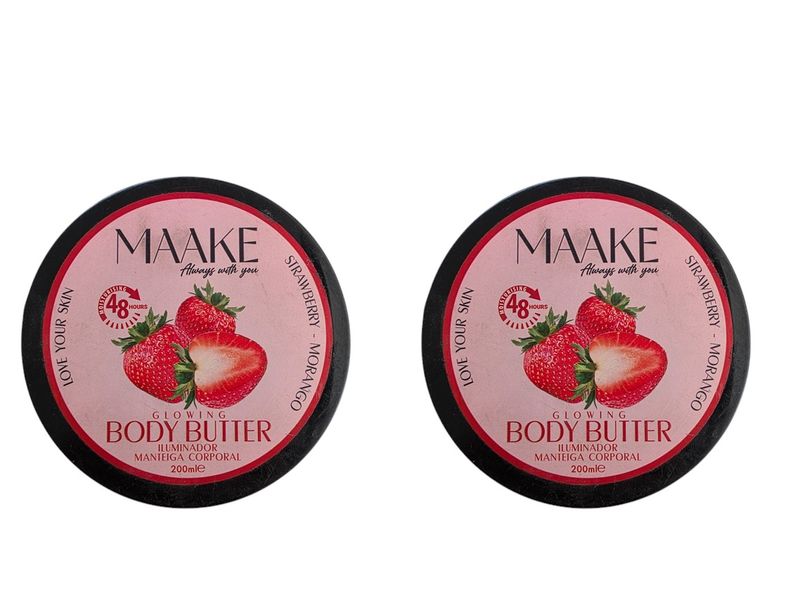 MAAKE Strawberry Glowing Body Butter 200ml Tub Pack of 2