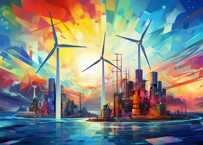 Wall Art Canvas - Abstract Geometric Representation of Renewable Energy