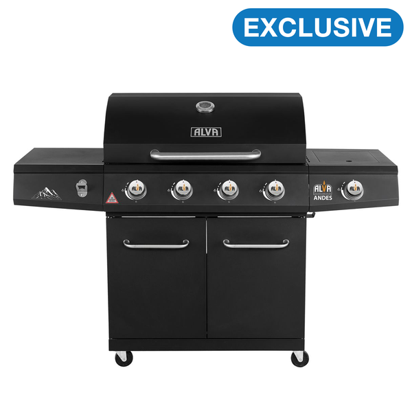 ALVA - Andes 4-Burner Gas Braai - Black
