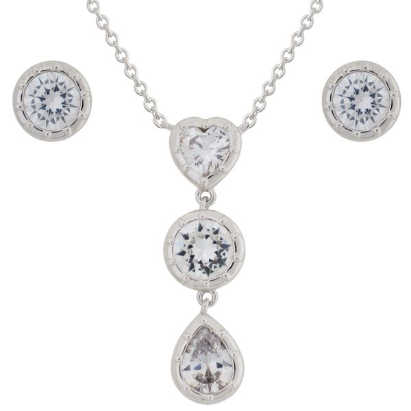 Stella Luna Robin Tri-Charm Jewellery Set-Clear Crystal Silver