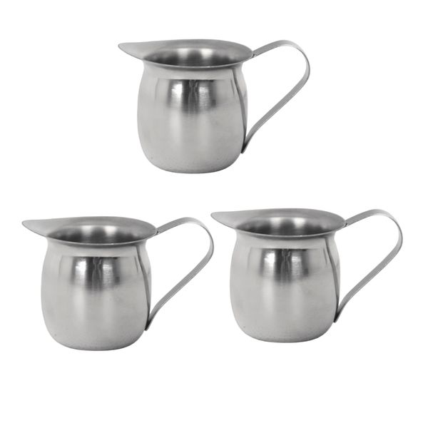 3 Piece Milk Jug 85Ml Bellied Stainless Steel