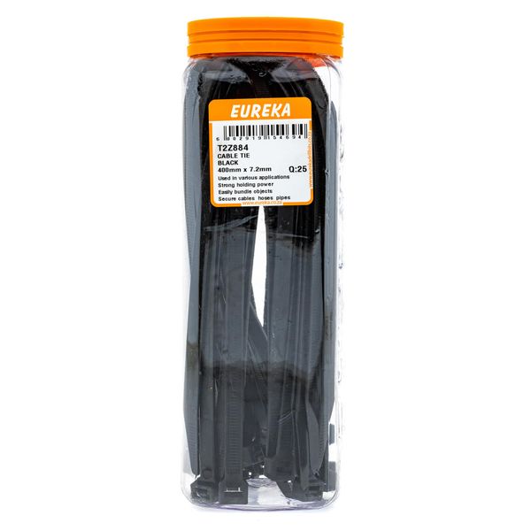 EUREKA Cable Tie Black 400mm x 7.2mm Q:25 T2Z884