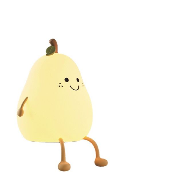 Cute Pear Night Light - Silicone Tap Control Lamp