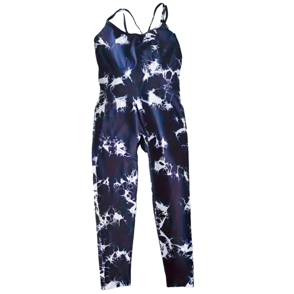 Tie-Dye Athletic Jumpsuit Spaghetti Strap, Gym and Yoga Activewear