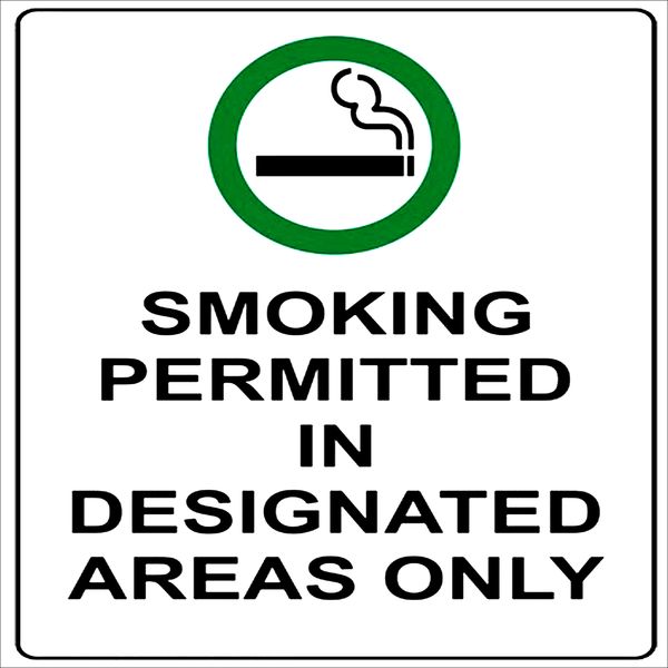 Smoking Permitted in Designated Areas Only 29x29xm Sign - 2 Pack