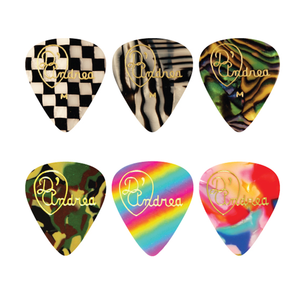D'Andrea Guitar Picks Pack of 6 Celluloid Assorted Guitar Plectrums