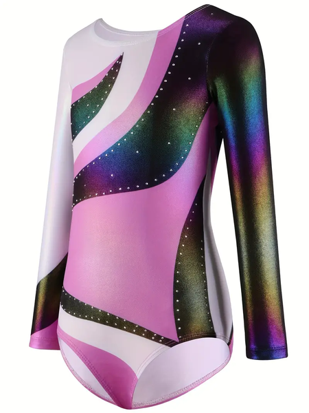 Gymnastics / Dance Long sleeve Leotard - Pink, Black, White