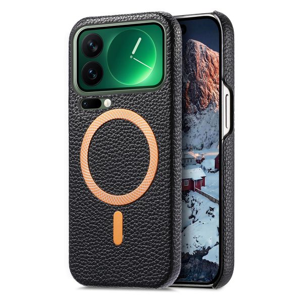 Lychee-Textured Magnetic Phone Case Compatible with iPhone 17 Pro Max