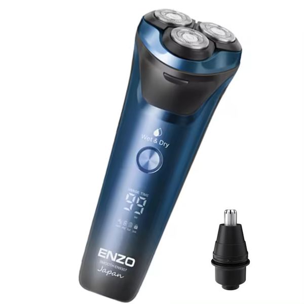 Enzo - Wet or Dry Protective Shaver with Nose Hair Trimmer Attachment