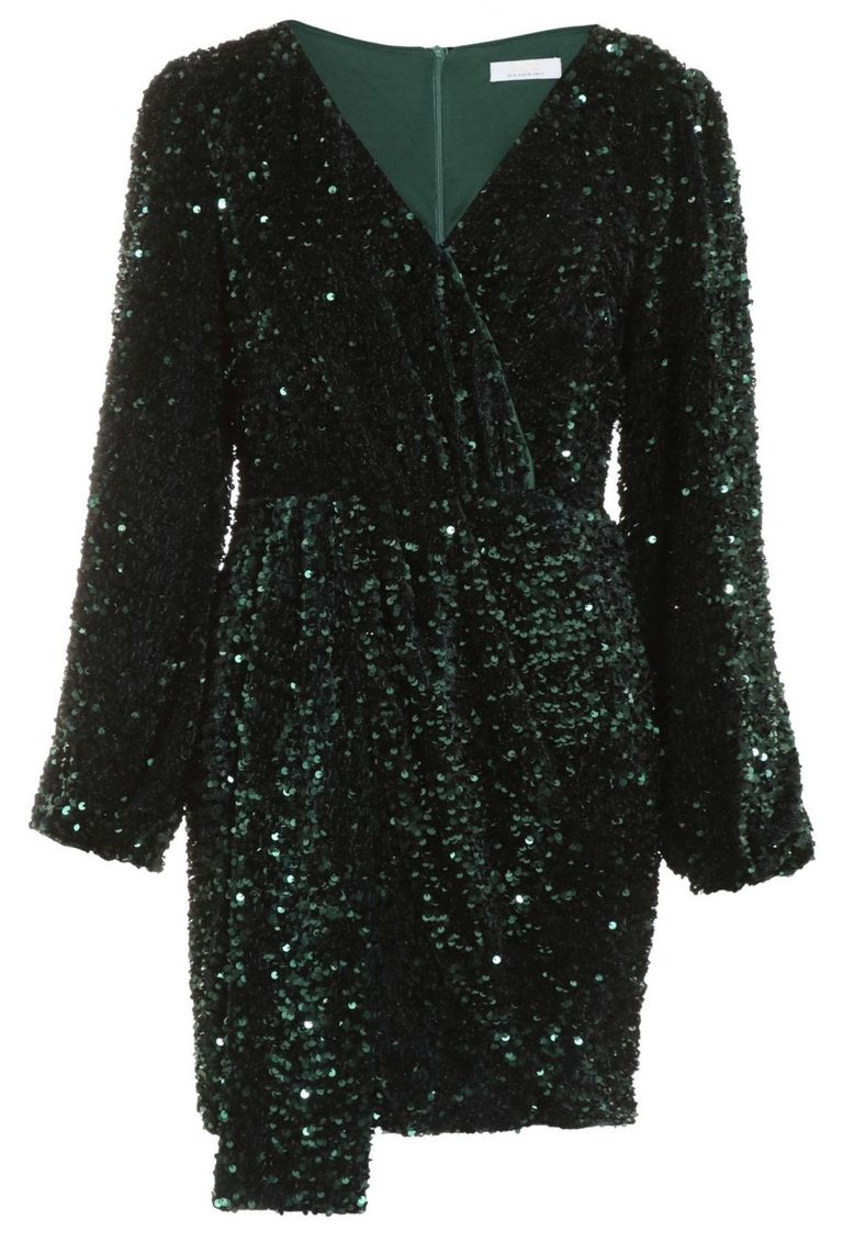 Quiz Ladies - Bottle Green Sequin Long Sleeve Mini Dress | Shop Today ...