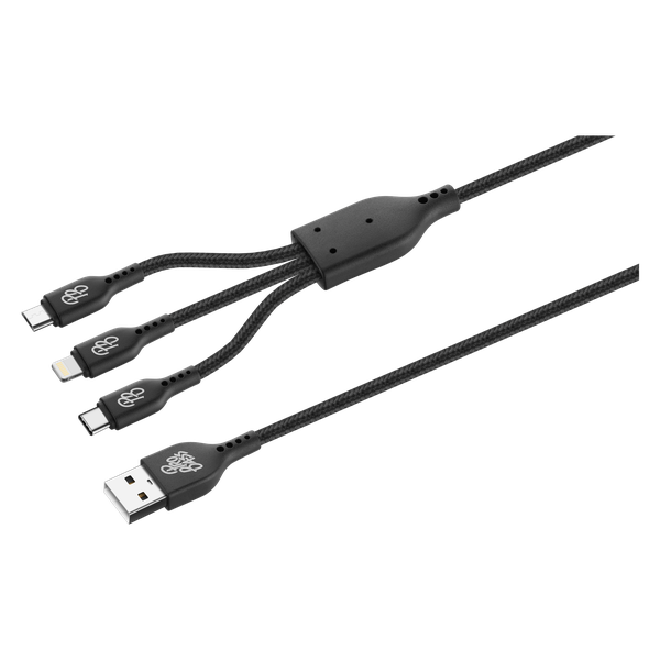 ProBass 1M Braided 3 in 1 Charge Cable - Black