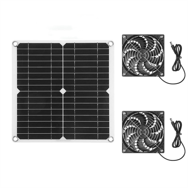 Solar Panel Powered Fan 11 Inch for Poultry House RV Roof with 2 Fan